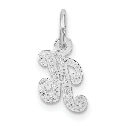 14K Weißgold 14kw Casted Schreibschrift Buchstabe K Initiale Charm