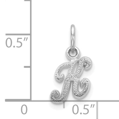 14K Weißgold 14kw Casted Schreibschrift Buchstabe K Initiale Charm