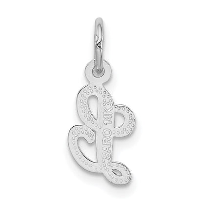 14K Weißgold 14kw Casted Schreibschrift Buchstabe L Initiale Charm