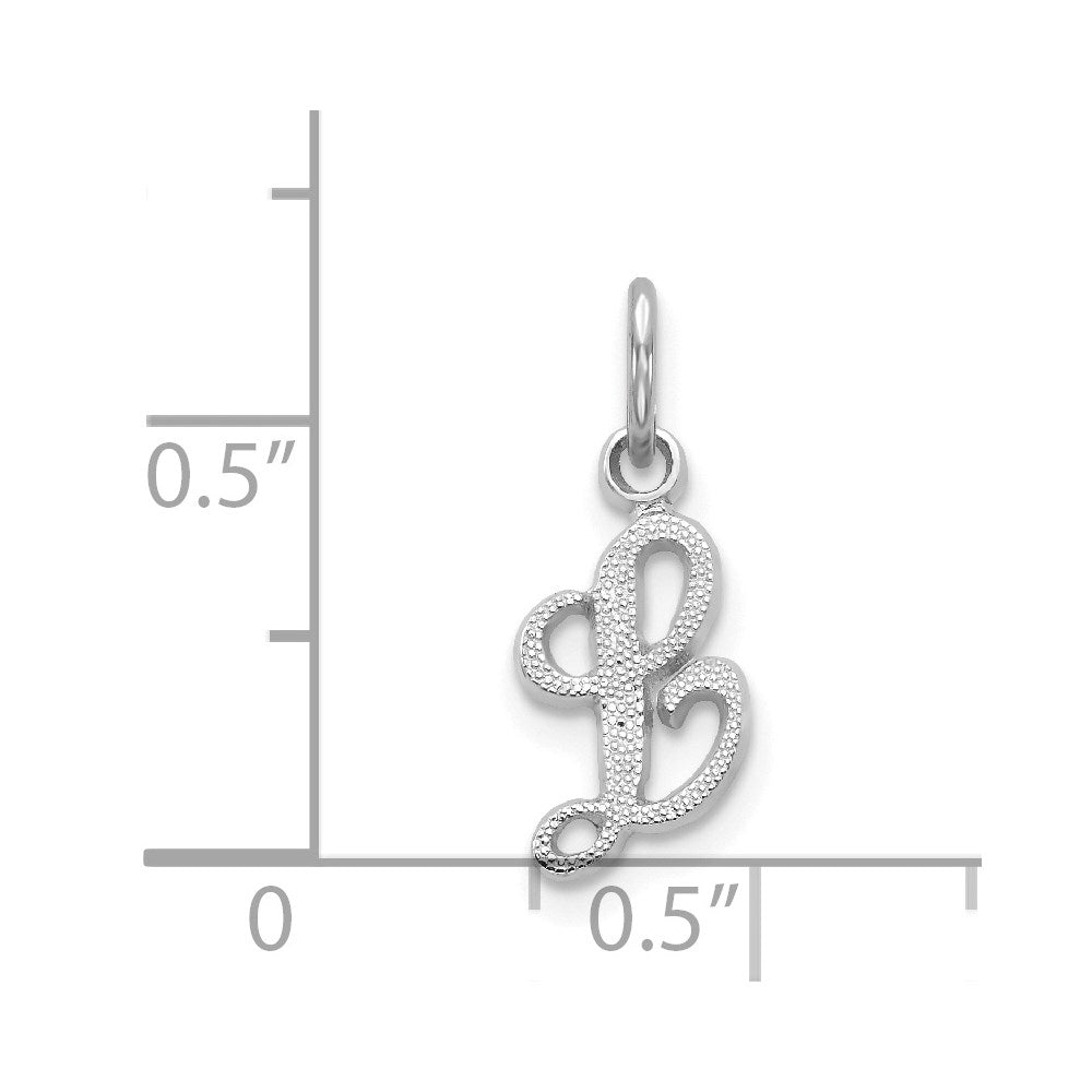 14K Weißgold 14kw Casted Schreibschrift Buchstabe L Initiale Charm