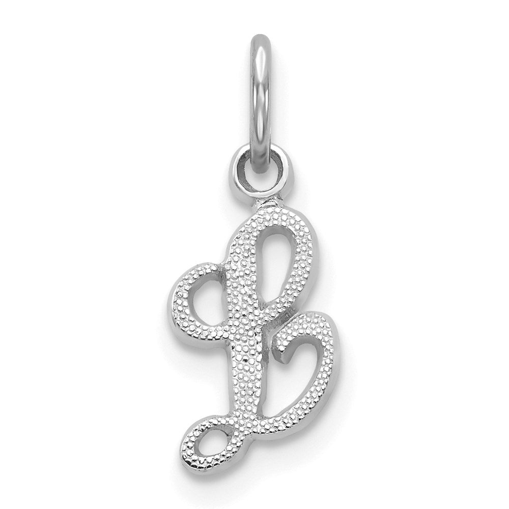 14K Weißgold 14kw Casted Schreibschrift Buchstabe L Initiale Charm