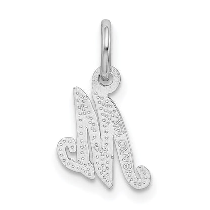 14K Weißgold 14kw Casted Schreibschrift Buchstabe M Initiale Charm