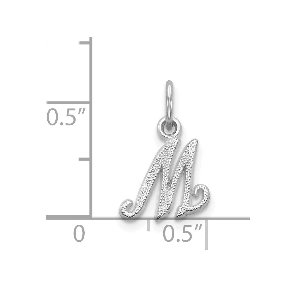 14K Weißgold 14kw Casted Schreibschrift Buchstabe M Initiale Charm