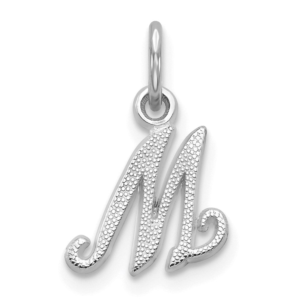 14K Weißgold 14kw Casted Schreibschrift Buchstabe M Initiale Charm