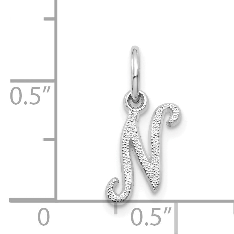14K Weißgold 14kw Casted Schreibschrift Buchstabe N Initiale Charm