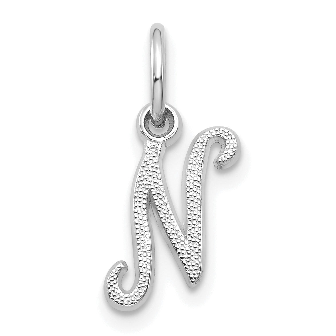 14K Weißgold 14kw Casted Schreibschrift Buchstabe N Initiale Charm