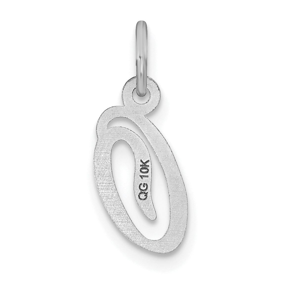 14K Weißgold 14kw Casted Schreibschrift Buchstabe O Initiale Charm