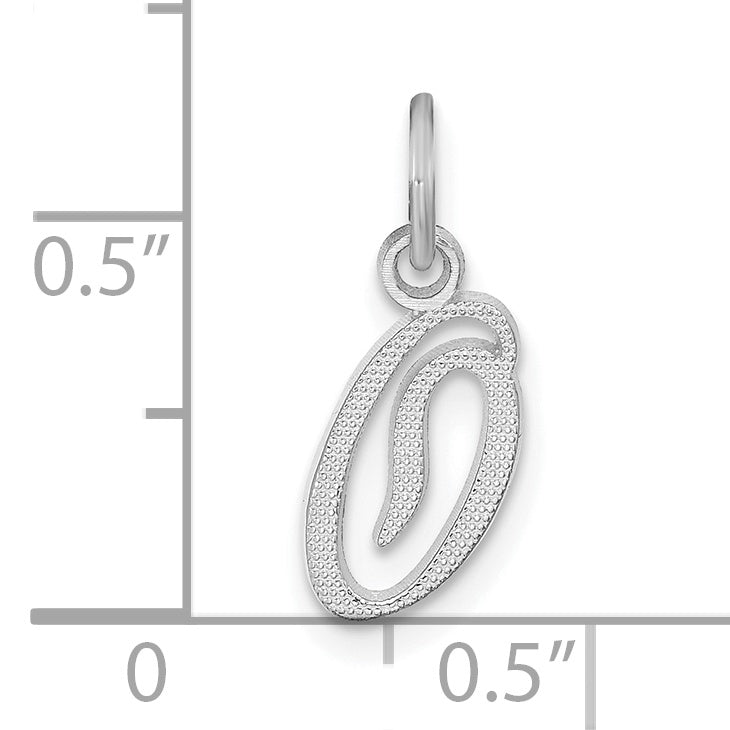 14K Weißgold 14kw Casted Schreibschrift Buchstabe O Initiale Charm