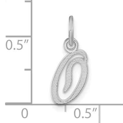 14K Weißgold 14kw Casted Schreibschrift Buchstabe O Initiale Charm