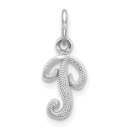 14K Weißgold 14kw Casted Schreibschrift Buchstabe P Initiale Charm