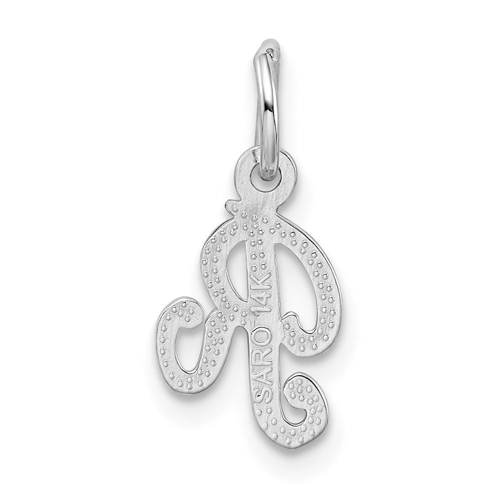 14K Weißgold 14kw Casted Schreibschrift Buchstabe R Initiale Charm