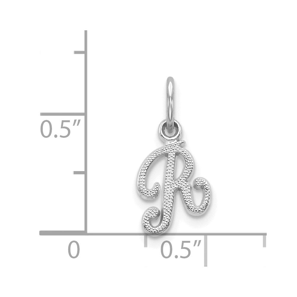 14K Weißgold 14kw Casted Schreibschrift Buchstabe R Initiale Charm