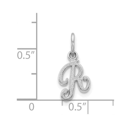 14K Weißgold 14kw Casted Schreibschrift Buchstabe R Initiale Charm