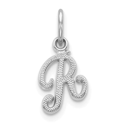 14K Weißgold 14kw Casted Schreibschrift Buchstabe R Initiale Charm