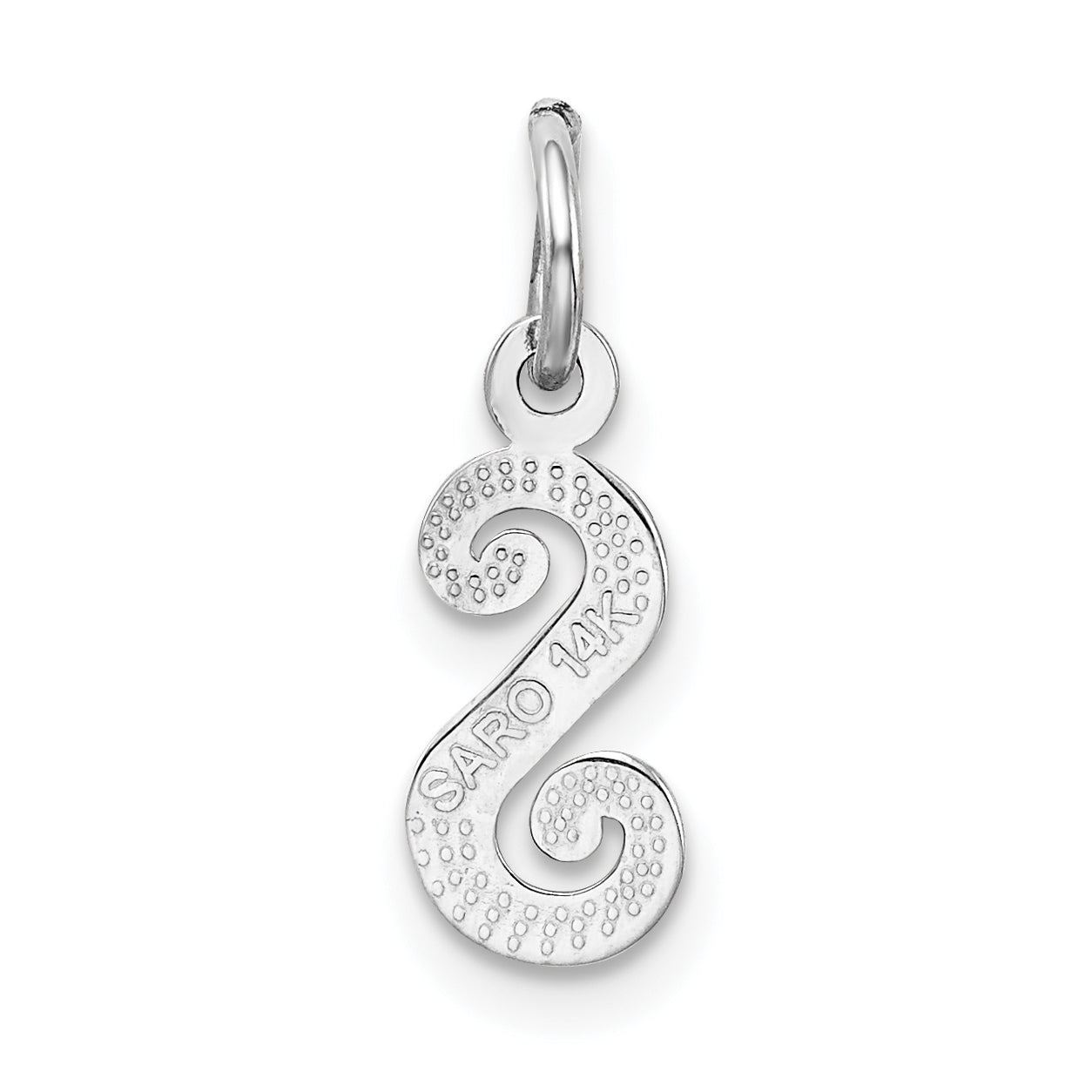 14K Weißgold 14kw Casted Schreibschrift Buchstabe S Initiale Charm
