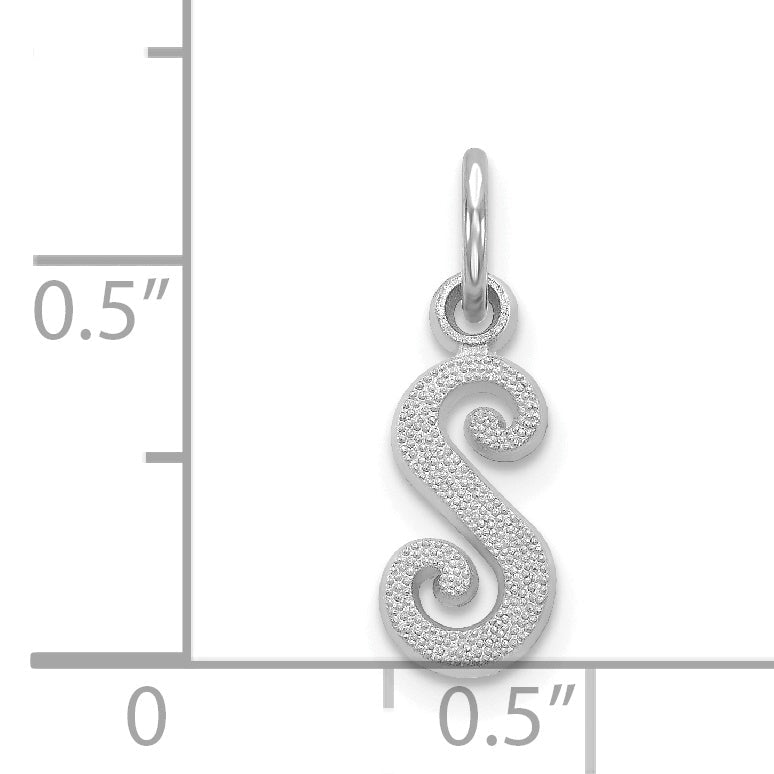 14K Weißgold 14kw Casted Schreibschrift Buchstabe S Initiale Charm