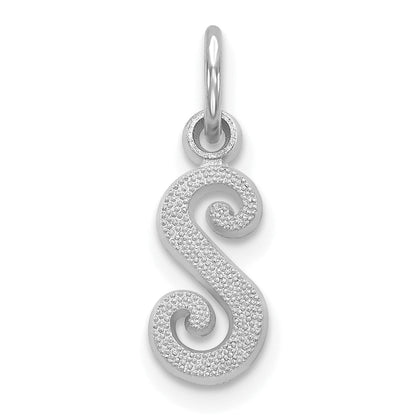 14K Weißgold 14kw Casted Schreibschrift Buchstabe S Initiale Charm