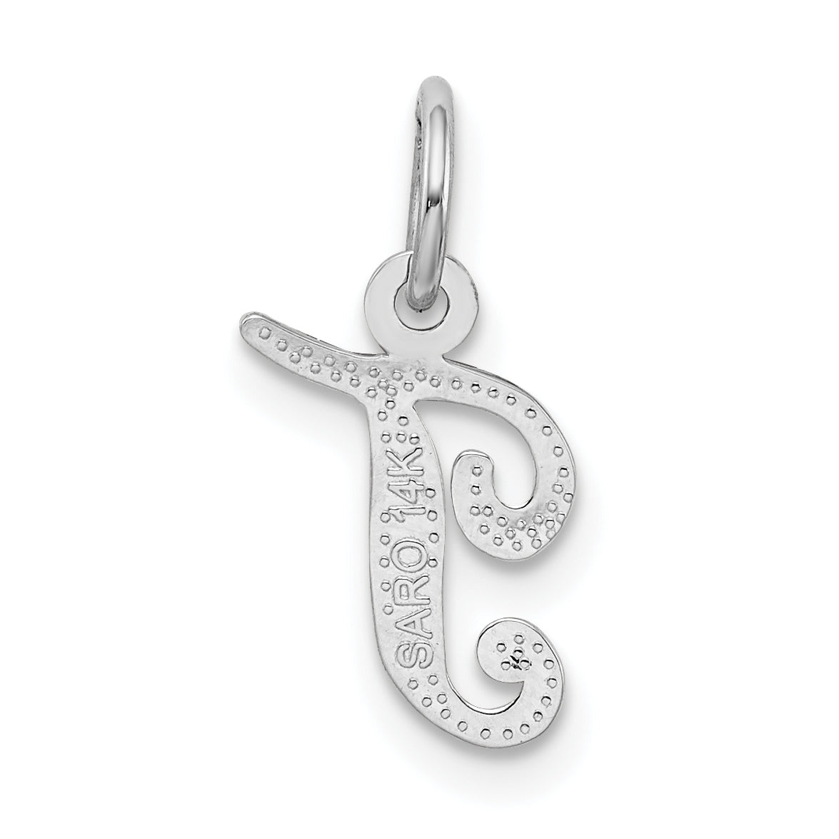 14K Weißgold 14kw Casted Schreibschrift Buchstabe T Initiale Charm