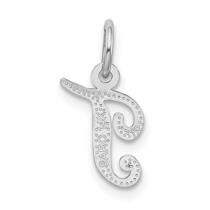 14K Weißgold 14kw Casted Schreibschrift Buchstabe T Initiale Charm