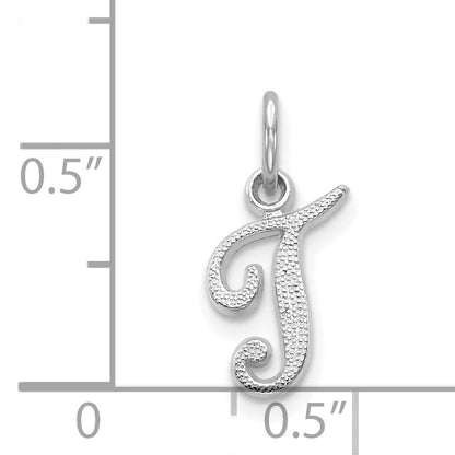 14K Weißgold 14kw Casted Schreibschrift Buchstabe T Initiale Charm