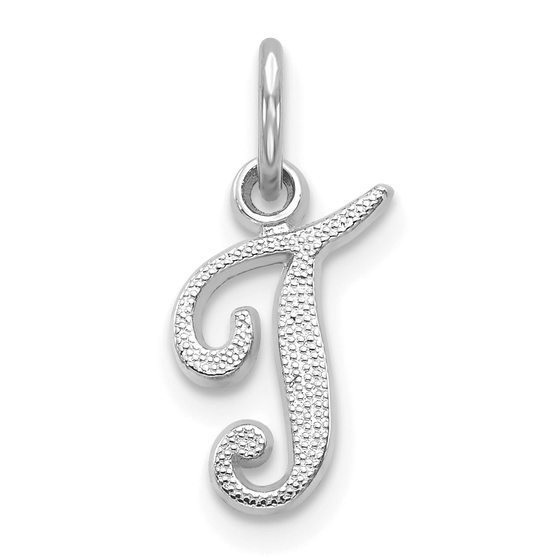 14K Weißgold 14kw Casted Schreibschrift Buchstabe T Initiale Charm