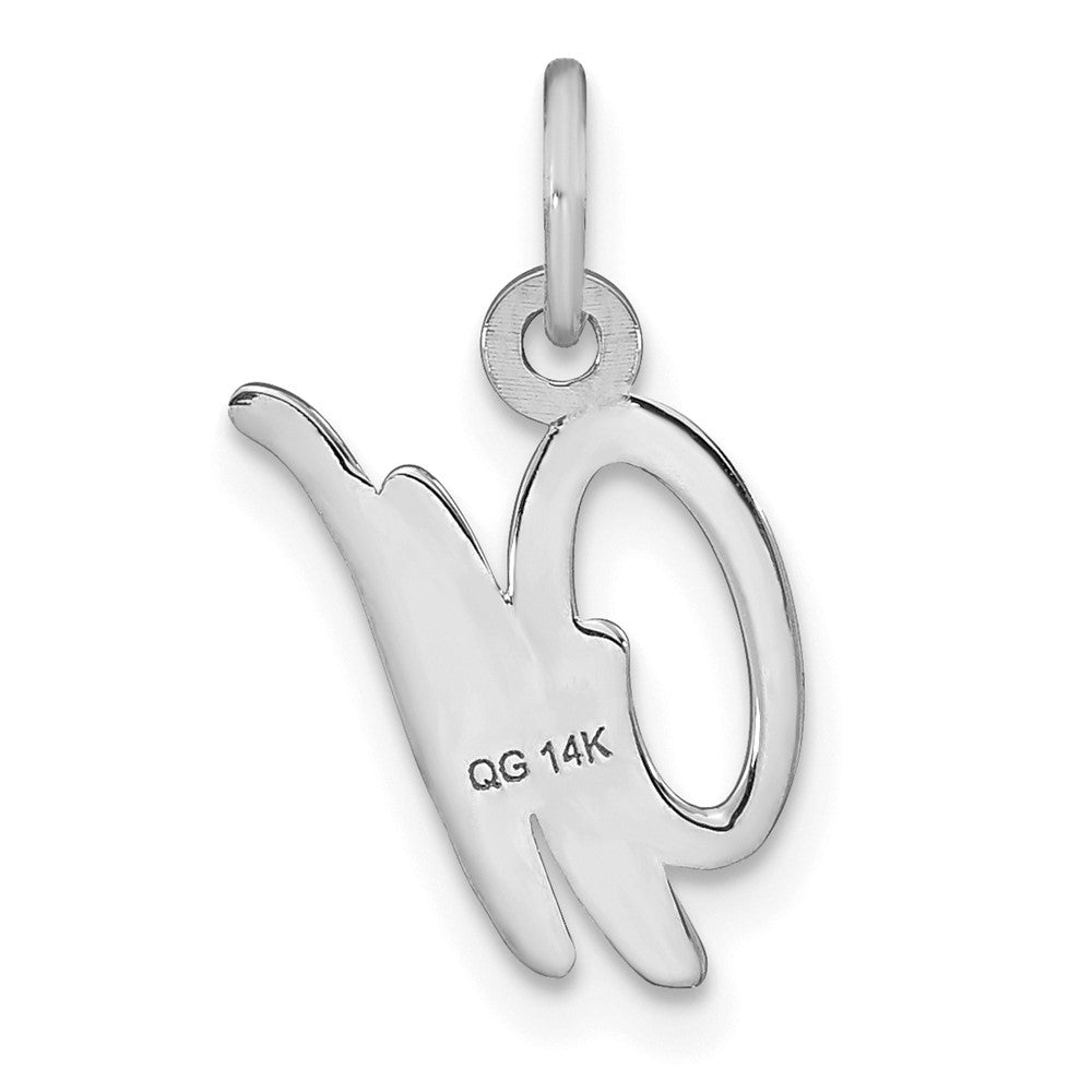 14K Weißgold 14kw Casted Schreibschrift Buchstabe W Initiale Charm