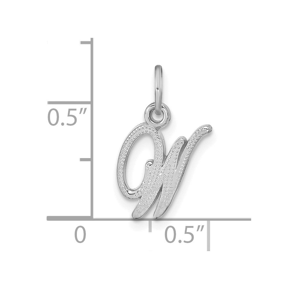 14K Weißgold 14kw Casted Schreibschrift Buchstabe W Initiale Charm