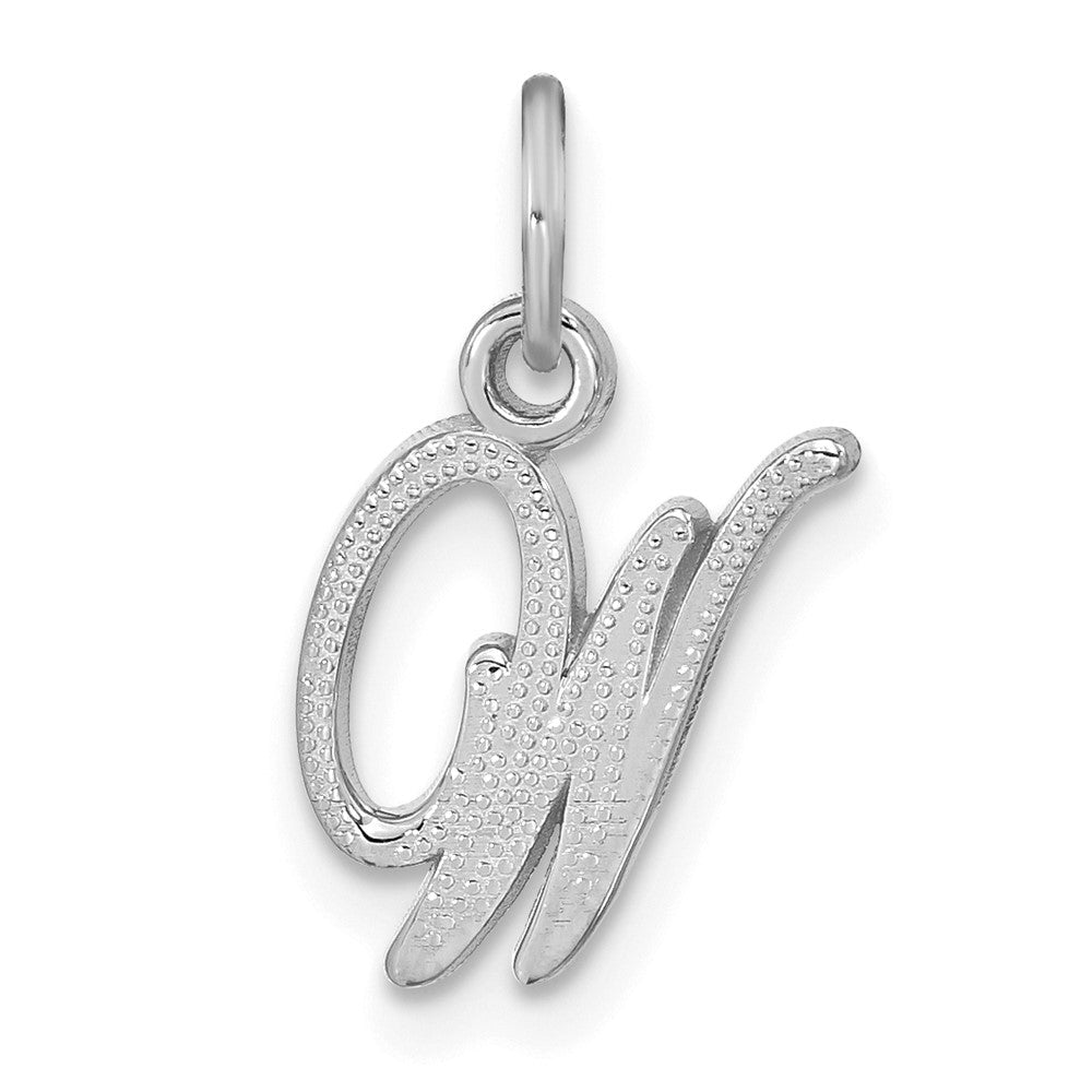 14K Weißgold 14kw Casted Schreibschrift Buchstabe W Initiale Charm