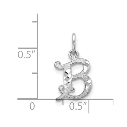 14K Weißgold 14kw Diamantiert Buchstabe B Initiale Charm