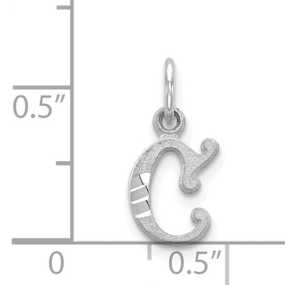 14K Weißgold 14kw Diamantiert Buchstabe C Initiale Charm