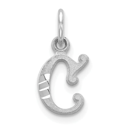 14K Weißgold 14kw Diamantiert Buchstabe C Initiale Charm
