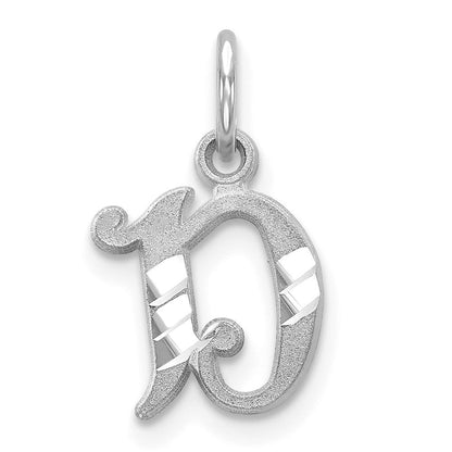 14K Weißgold 14kw Diamantiert Buchstabe D Initiale Charm