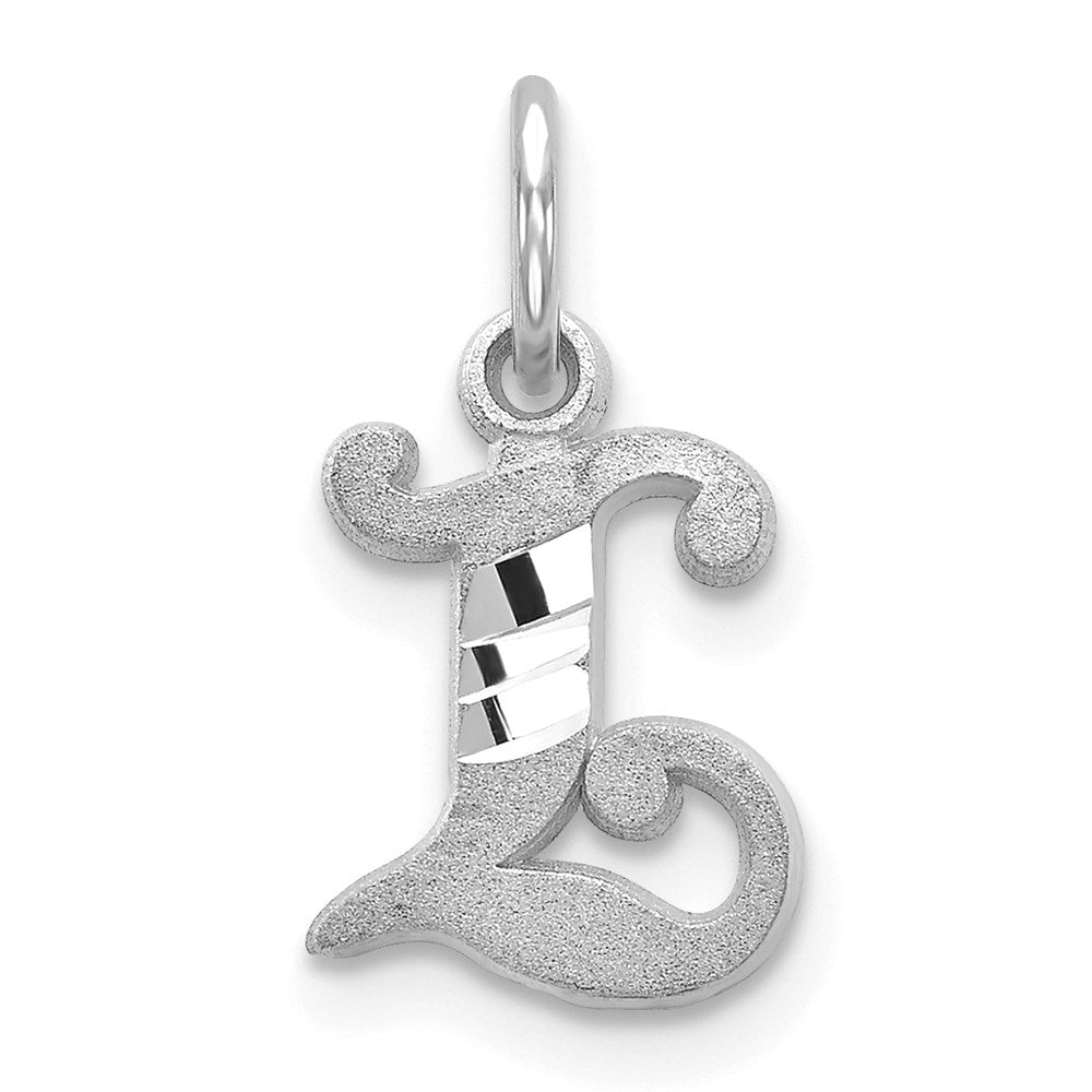 14K Weißgold 14kw Diamantiert Buchstabe L Initiale Charm