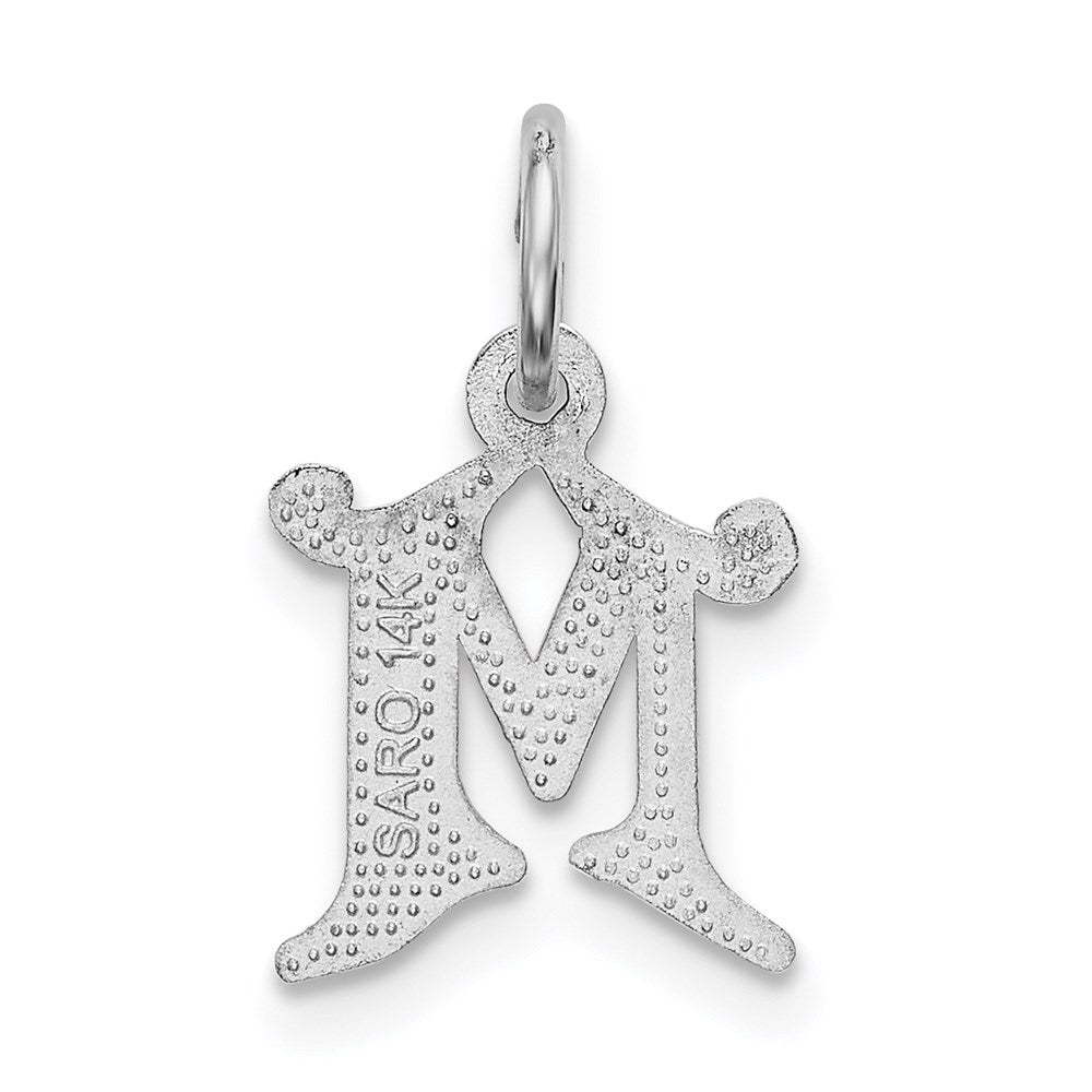 14K Weißgold 14kw Diamantiert Buchstabe M Initiale Charm