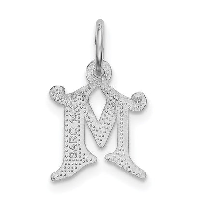 14K Weißgold 14kw Diamantiert Buchstabe M Initiale Charm