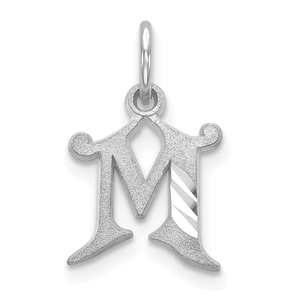 14K Weißgold 14kw Diamantiert Buchstabe M Initiale Charm