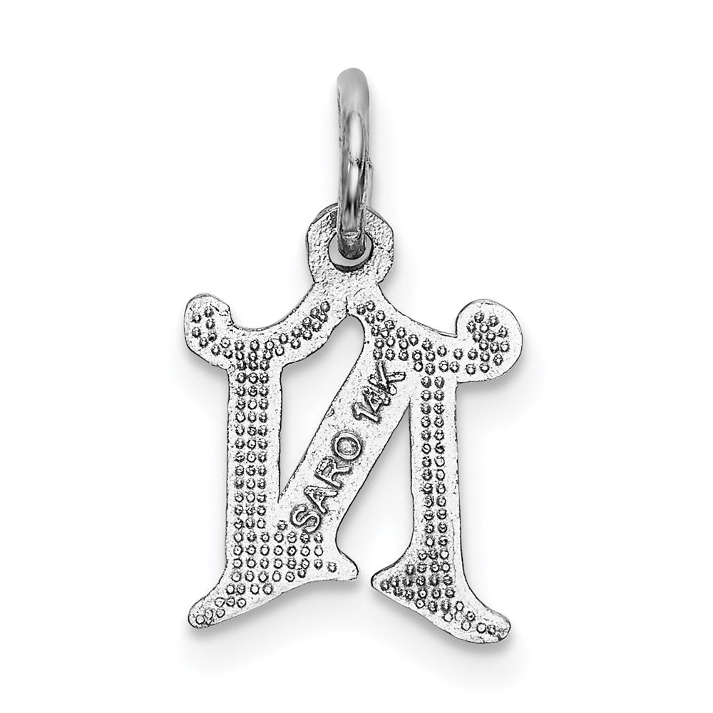 14K Weißgold 14kw Diamantiert Buchstabe N Initiale Charm