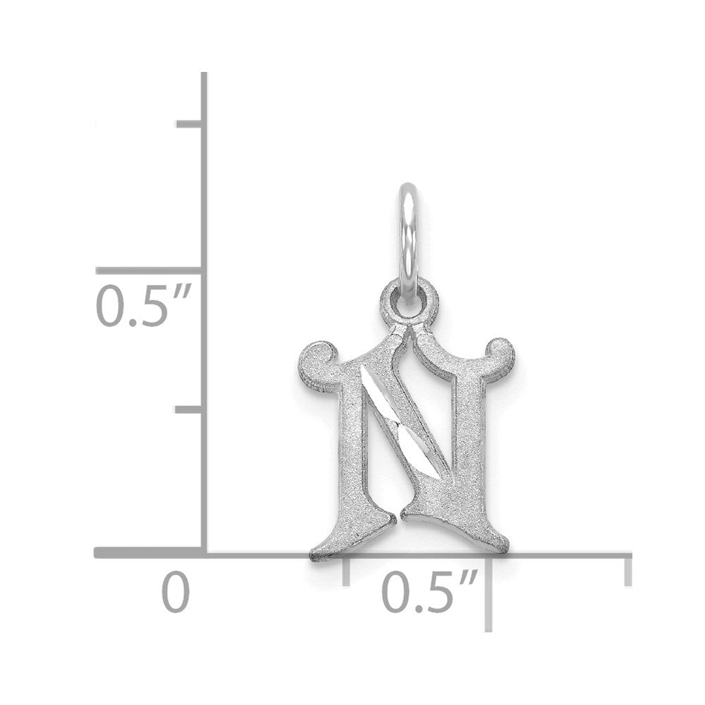 14K Weißgold 14kw Diamantiert Buchstabe N Initiale Charm