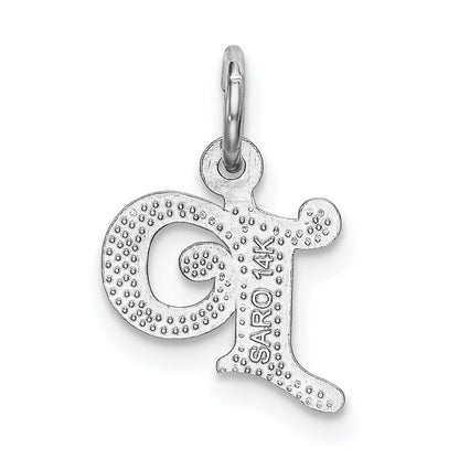 14K Weißgold 14kw Diamantiert Buchstabe P Initiale Charm