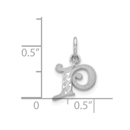 14K Weißgold 14kw Diamantiert Buchstabe P Initiale Charm