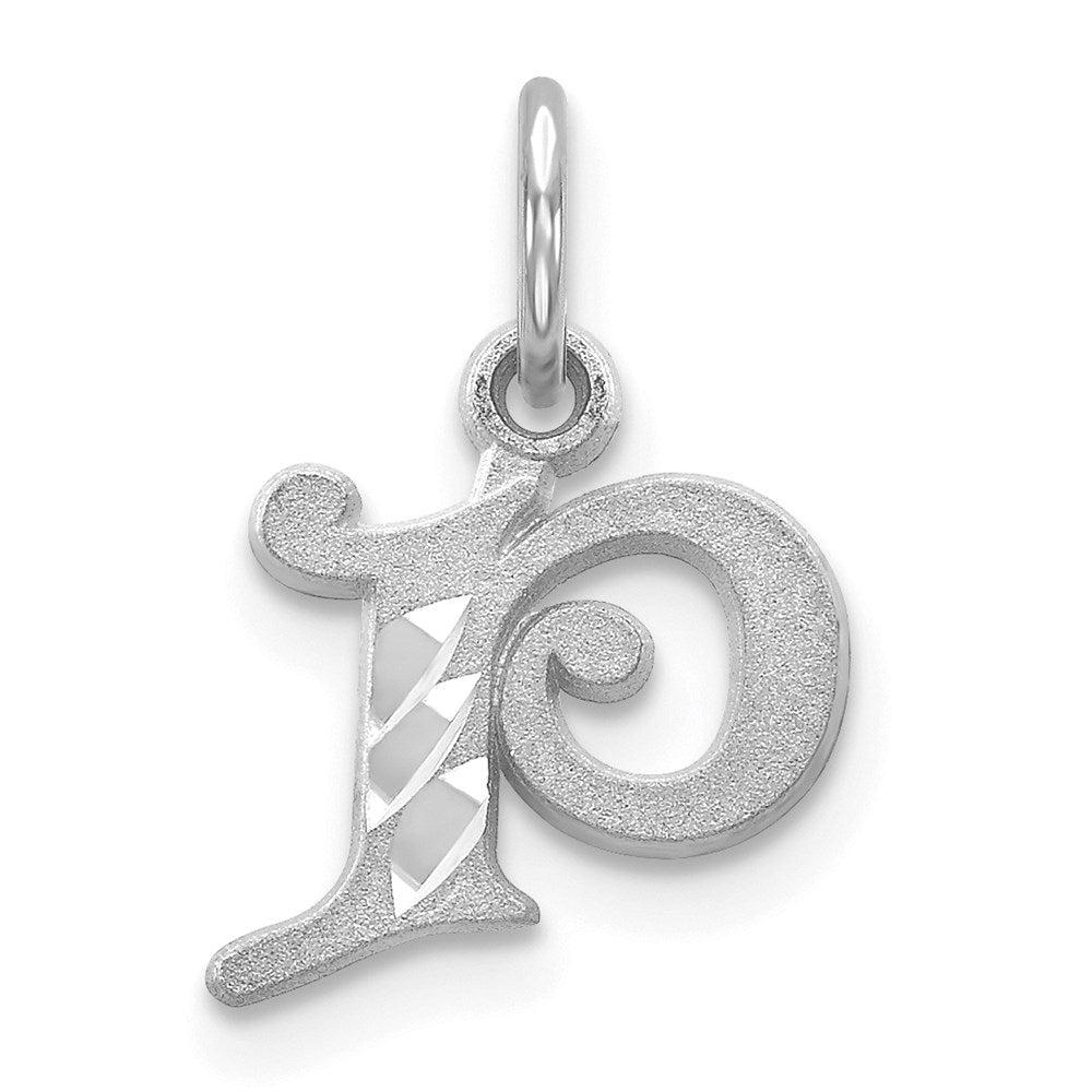 14K Weißgold 14kw Diamantiert Buchstabe P Initiale Charm