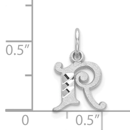 14K Weißgold 14kw Diamantiert Buchstabe R Initiale Charm