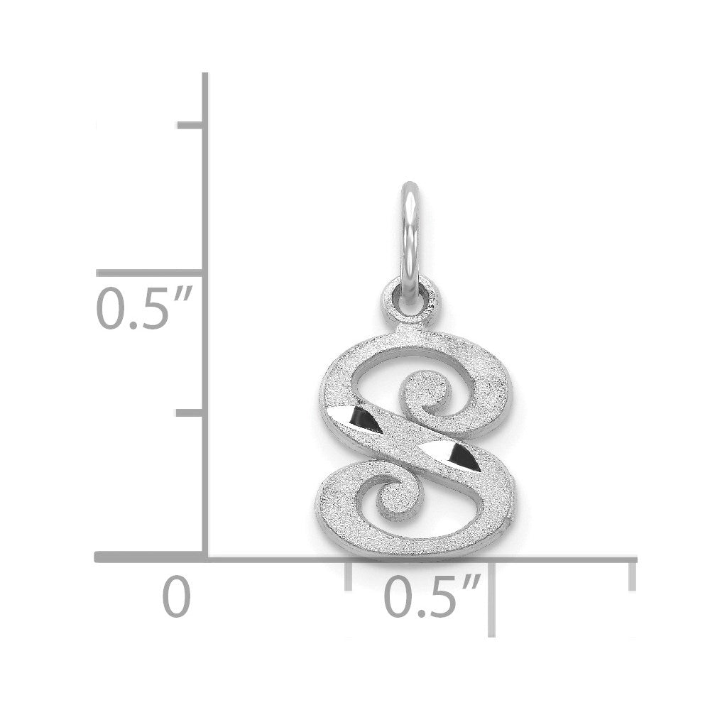 14K Weißgold 14kw Diamantiert Buchstabe S Initiale Charm