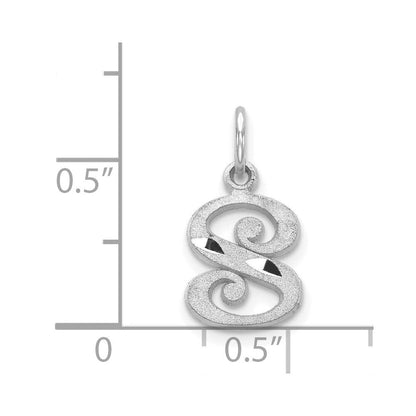 14K Weißgold 14kw Diamantiert Buchstabe S Initiale Charm