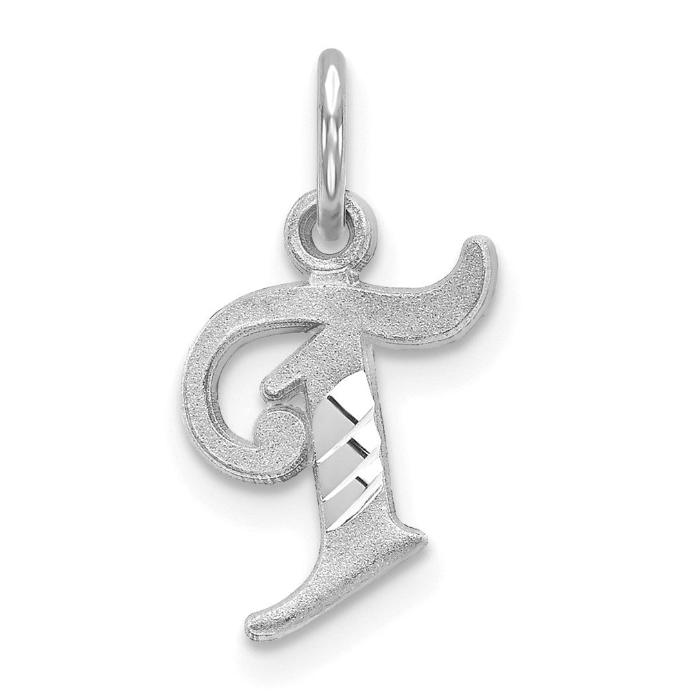 14K Weißgold 14kw Diamantiert Buchstabe T Initiale Charm
