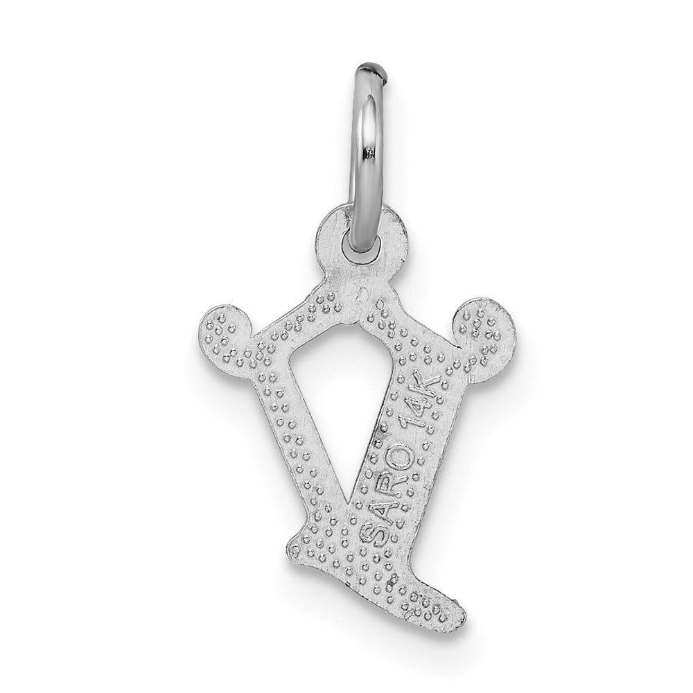 14K Weißgold 14kw Diamantiert Buchstabe V Initiale Charm
