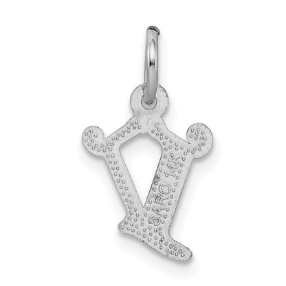 14K Weißgold 14kw Diamantiert Buchstabe V Initiale Charm