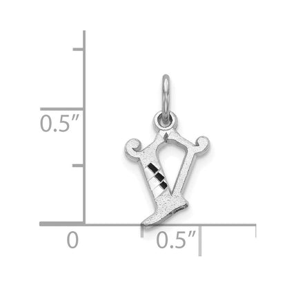 14K Weißgold 14kw Diamantiert Buchstabe V Initiale Charm