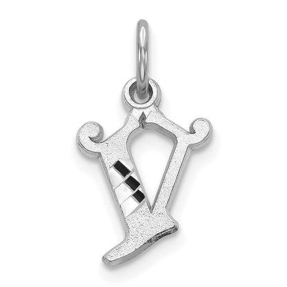 14K Weißgold 14kw Diamantiert Buchstabe V Initiale Charm