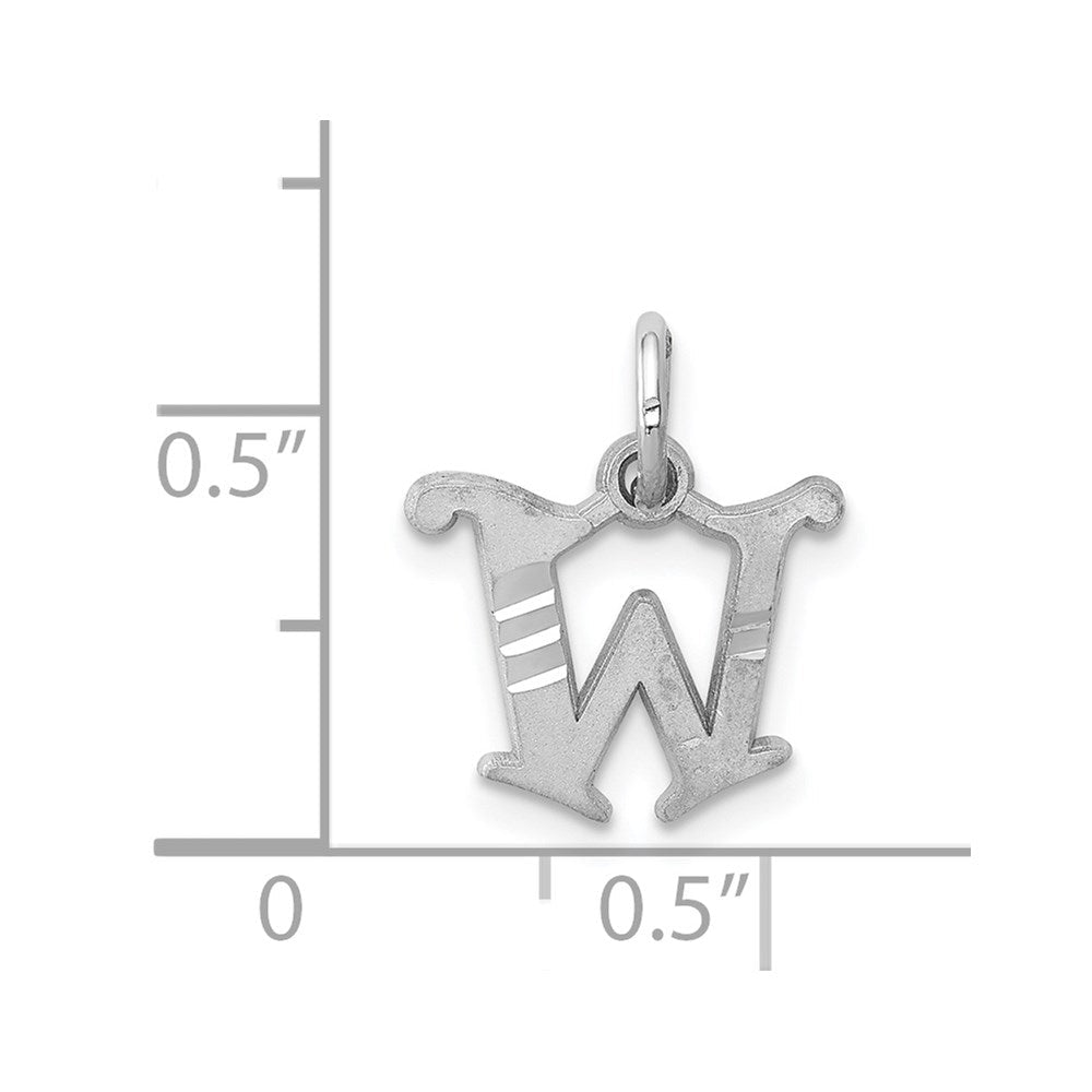 14K Weißgold 14kw Diamantiert Buchstabe W Initiale Charm